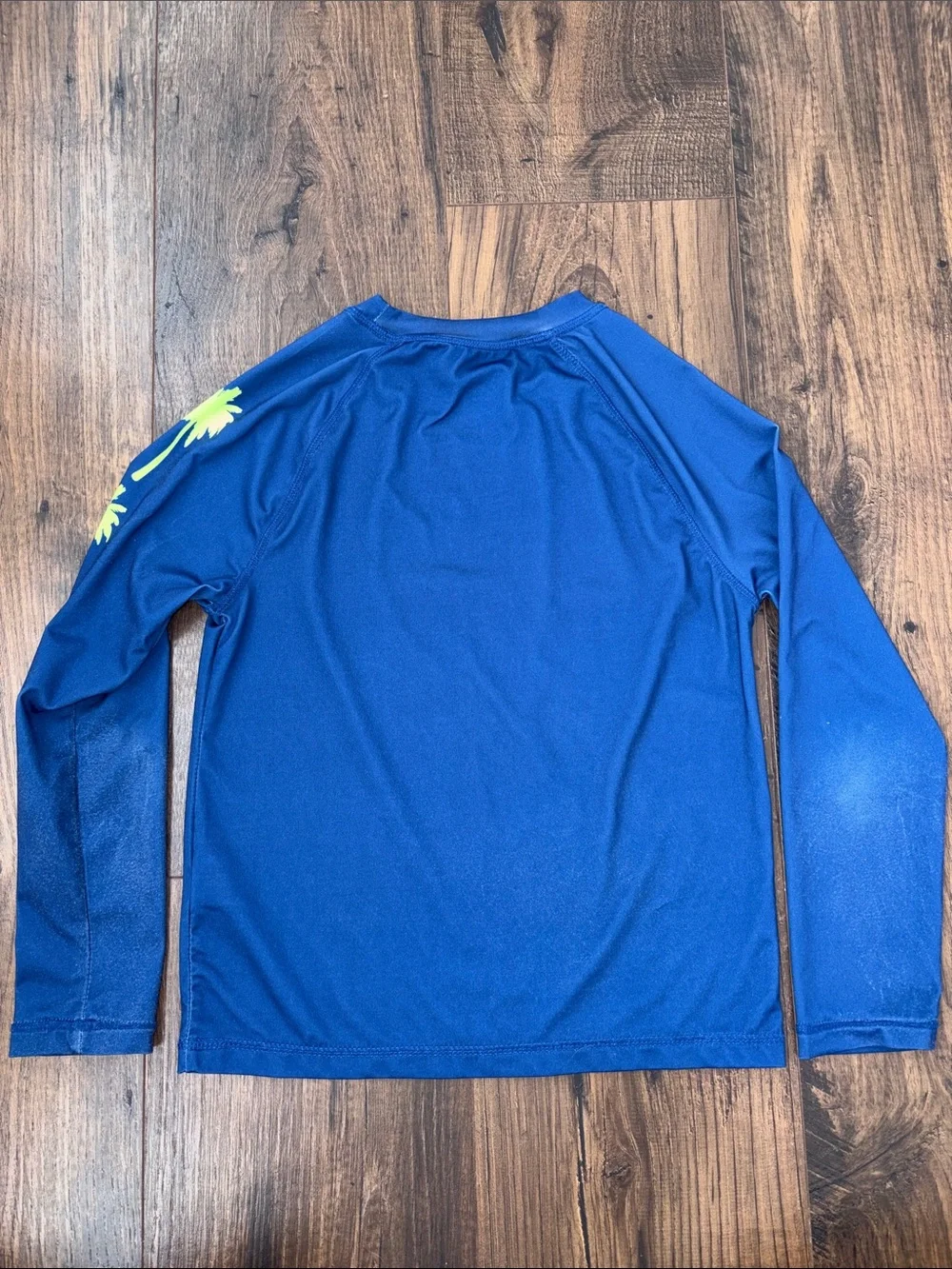 wonder nation Royal Blue Long-Sleeve Rash Guard with Lime Palm Print
